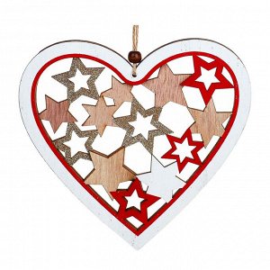 СНОУ БУМ Сувенир - подвеска в виде сердца, 16x17 см, дерево, 2 цвета