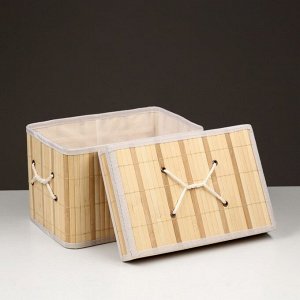 Короб для хранения, с крышкой, складной, 31x21x23 см, бамбук