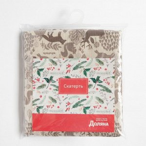 Скатерть новогодняя Доляна Forest dwellers 149x250 см, 100% хлопок, рогожка 164 г/м²