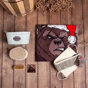 Набор подарочный Этель "Медведь" полотенце 70х146 см и аксс (4 предм)