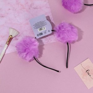 СИМА-ЛЕНД Ободок для волос с пушистыми ушками «Мишка», фиолетовый