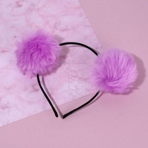 Ободок для волос с пушистыми ушками «Мишка», фиолетовый