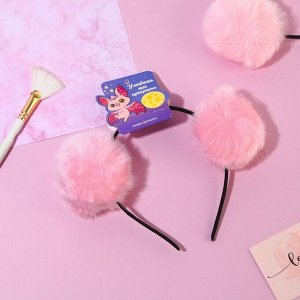 Ободок для волос с пушистыми ушками «Мишка», розовый