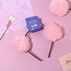 СИМА-ЛЕНД Ободок для волос с пушистыми ушками «Мишка», розовый