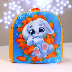 Рюкзак детский плюшевый «Зайка в морковке», 26x24 см