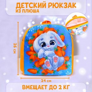 Рюкзак детский плюшевый «Зайка в морковке», 26x24 см