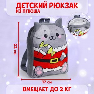 Рюкзак детский «Новогодний котик» 22х17 см