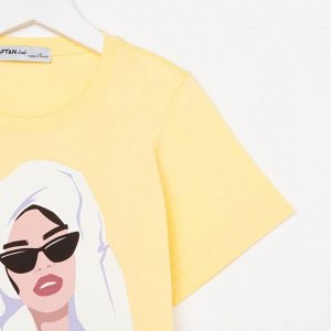 Пижама для девочки KAFTAN "Selfie", цвет жёлтый/чёрный