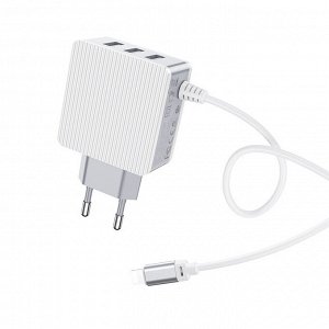 NEW Сетевое Зарядное устройство BOROFONE BA42A Joyful 3*USB + iOS Lightning, 3.1A, белый