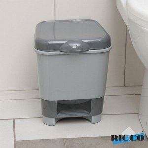 Контейнер для мусора с педалью RICCO, 8 л, 24x25,5x29,5 см, цвет серый