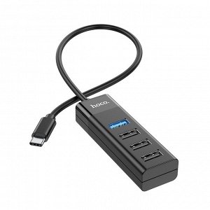 USB HUB Переходник HOCO HB25 Easy mix, разветвитель (USB Type-C to 1USB3.0 + 3USB2.0 - До 5 Гбит/с)