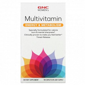 GNC, Мультивитамины для женщин, поддержка обмена веществ и энергии, 90 капсул