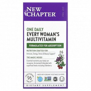 New Chapter, One Daily Every Woman's, мультивитамины для женщин, 96 вегетарианские таблеток
