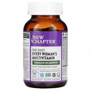 New Chapter, One Daily Every Woman's, мультивитамины для женщин, 96 вегетарианские таблеток