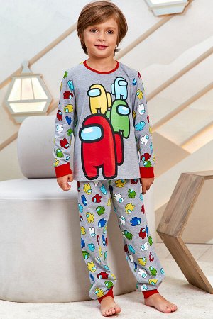 Пижама д/мал детская (фуфайка дл/рук, брюки) Juno AW21BJ631 Sleepwear Boys серый меланж амонг