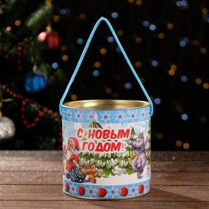 Подарочная коробка, тубус «Весёлые зверята» 120?120 мм (100 мм внутр. высота).