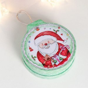 Шкатулка металл шар "Дед Мороз с подарком" 4х11х12 см