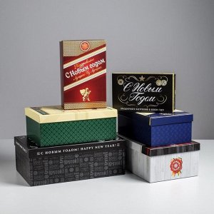 Набор подарочных коробок 6 в 1 «Алкогольный», 20 х 12.5 х 7.5 - 32.5 х 20 х 12.5 см, Новый год