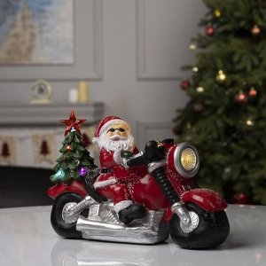 Светодиодная фигура «Дед Мороз на мотоцикле» 30 x 10 x 6 см, полистоун, батарейки ААх3 (не в комплекте), свечение мульти