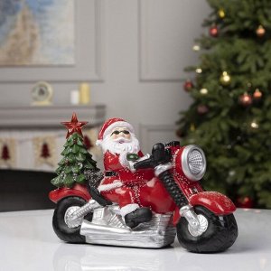Светодиодная фигура «Дед Мороз на мотоцикле» 30 x 10 x 6 см, полистоун, батарейки ААх3 (не в комплекте), свечение мульти
