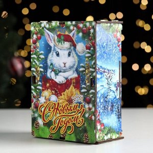 Ящик самосборный малый  "Кролик на зеленом",         20х13,6х8 см