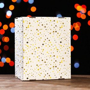 Складная коробка "Белая со звездочками", 31,2 х 25,6 х 16,1 см