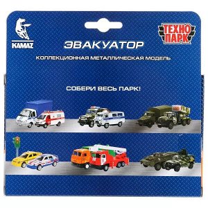 SB-17-24-U-WB Машина металл KAMAZ ЭВАКУАТОР, 12 см, инерц., дв.+машинка 7,5 см, кор Технопарк в кор.2*24шт