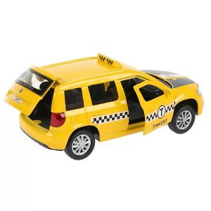 YETI-12SLTAX-YE Машина металл свет-звук SKODA YETI ТАКСИ 12 cm, двери, багаж, инерц, в кор. Технопарк в кор.2*36шт