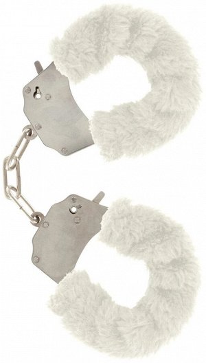 Наручники металлические с белым мехом FURRY FUN CUFFS