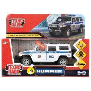 HUM2-12SLPOL-WH Машина металл свет-звук HUMMER "hummer h2 полиция" 12см, инерц., белый в кор. Технопарк в кор.2*36шт