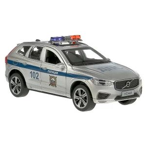 XC60-12SLPOL-SR Машина металл свет-звук "volvo xc60 r-desing полиция" 12см,инерц,серебристый. Технопарк в кор.2*36шт