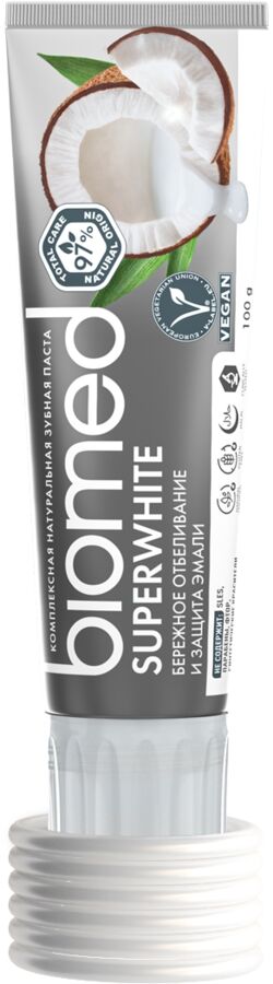 Biomed зубная паста  Superwhite Кокос Бережное отбеливание 100 мл