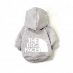 Кофта для животных, с капюшоном, надпись &quot;The dog face&quot;, цвет светло-серый