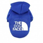 Кофта для животных, с капюшоном, надпись &quot;The dog face&quot;, цвет синий