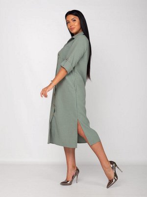 Платье рубашка женское штапель "Лима" зелень