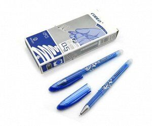 Ручка Шпион "Пиши стирай" с ластиком+термо BI-285/BM-258 синяя, 0,5мм, тонир.корп. с сереб.рис. с колп. SA-6008