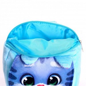 Рюкзак детский плюшевый «Котик» с карманом, 22х17 см