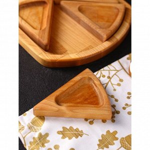 Подарочный набор деревянной посуды Adelica «Сырная мозайка», доска разделочная 35x22 см, менажницы 4 шт, 12,5x9 см, берёза