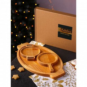 Подарочный набор посуды Adelica «Кухни мира», доски для подачи 3 шт: 43х25 см, 21х14 см, 18х14 см, берёза