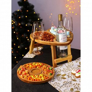 Подарочный набор деревянной посуды Adelica «С любовью», столик для вина d=32 см, менажница d=25 см, подсвечник d=8 см, берёза