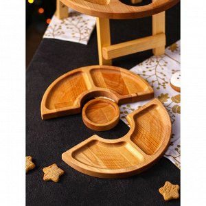 СИМА-ЛЕНД Подарочный набор деревянной посуды Adelica «Винный», столик для вина d=32 см, менажница d=25 см, подсвечник d=8 см, берёза