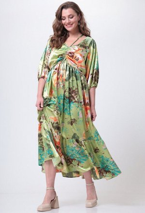 Платье Anastasia Mak 1029 оливка мультиколор
