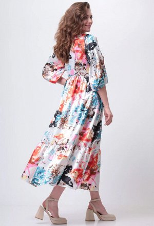 Платье Anastasia Mak 1029 белый мультиколор