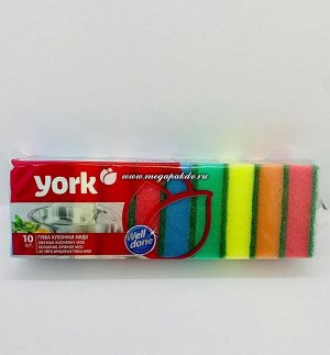 Губки для посуды из поролона 80х50х25 мм, MIDI YORK  1*10 шт. (60 уп в кор) Арт. 3001
