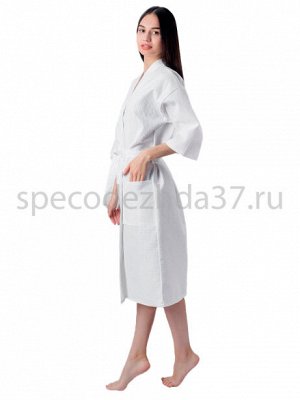 Халат вафельный белый кимоно, рукав 3/4, 1 шт