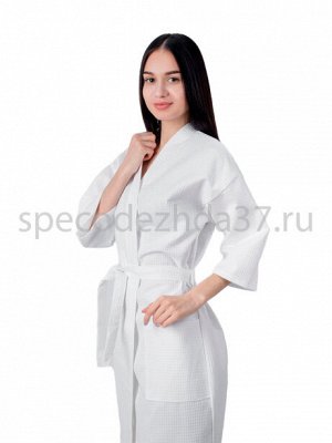 Халат вафельный белый кимоно, рукав 3/4, 1 шт