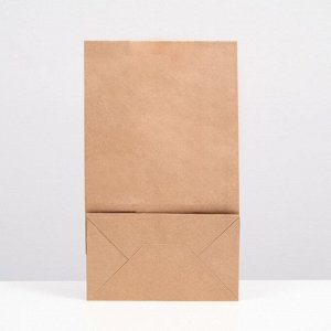 Пакет крафт бумажный фасовочный, прямоугольное дно, с клеевой лентой 24 х 14 х 40 см