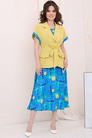 Жакет, Платье / Мода Юрс 2742-1 желтый+голубой