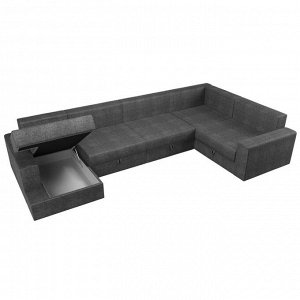 П-образный диван «Мэдисон», механизм еврокнижка, рогожка, цвет серый