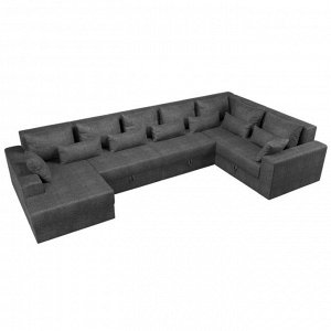 П-образный диван «Мэдисон», механизм еврокнижка, рогожка, цвет серый